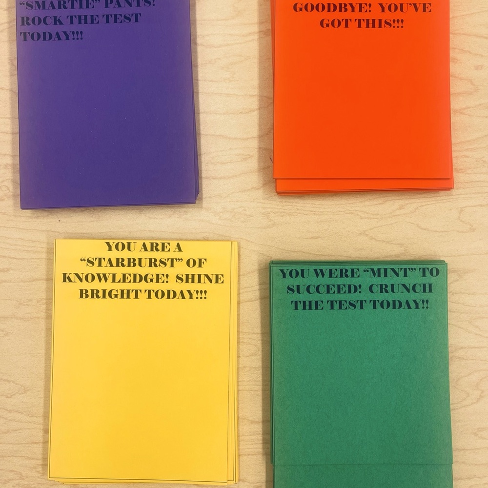 Testing Encouragement/Motivation Candy Treat Sayings For Students